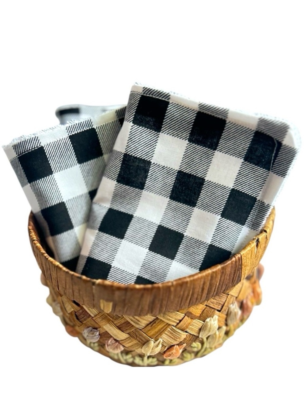 Hand Crafted Colorful Buffalo Plaid 6 Reusable Eco Friendly Unpaper Towel Cloths
